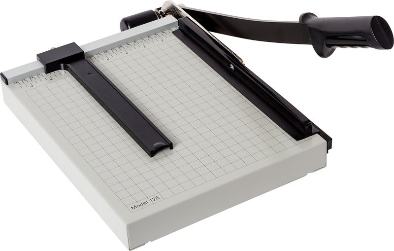 Dahle 12e Vantage Paper Trimmer 12 Cut Length 15 Sheet Automatic Clamp Adjustable Guide Metal Base with 12 Gridlines Guillotine Paper Cutter