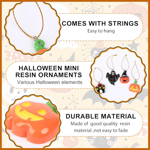 DTOFOOT 36PCS Mini Resin Halloween Ornaments - Tiny Hanging Decorations for Tree, Miniatures Figurines Charms With String, Resin Pendants for Party Decor, Small - Image 3