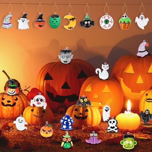 DTOFOOT 36PCS Mini Resin Halloween Ornaments - Tiny Hanging Decorations for Tree, Miniatures Figurines Charms With String, Resin Pendants for Party Decor, Small - Image 4