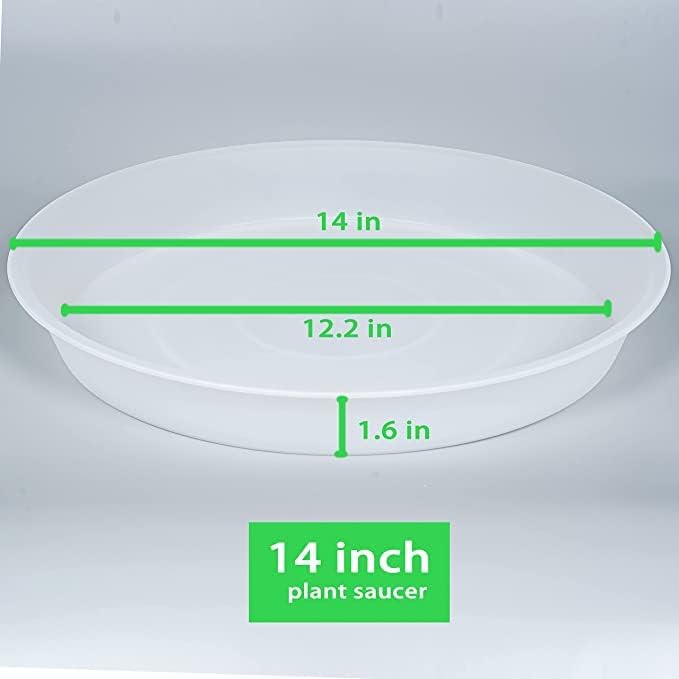 Bleuhome 2 Pack of 14 inch Plant Saucer (12.2 Inch Base), 1.7" Depth Tray, Large Deep Garden Plastic Flower Planter Plant Trays for Indoors Outdoor Bath Bath (14", Clear) - Image 2