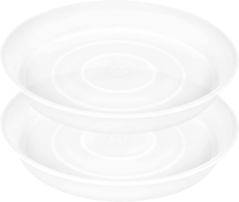 Bleuhome 2 Pack of 14 inch Plant Saucer (12.2 Inch Base), 1.7" Depth Tray, Large Deep Garden Plastic Flower Planter Plant Trays for Indoors Outdoor Bath Bath (14", Clear) - Image 1