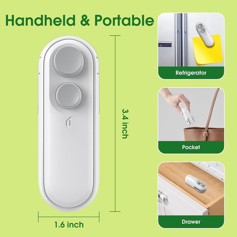 TECH LOGO ELECTRONICS Mini Seal Machine I 2in1 TYPEC USB Rechargeable Magnetic Heat Bag Sealing with Cutter I Handheld Vacuum Sealer I for Plastic Bags Snacks Chips Freshness Food Storage Multicolor  - Image 4