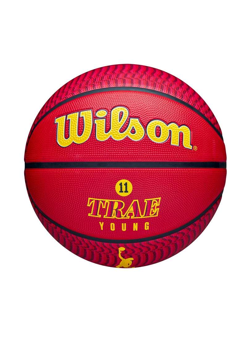Wilson NBA Player Icon Outdoor Basketball - Trae - Size 7 for +12 years old and Adults - Red - Image 1