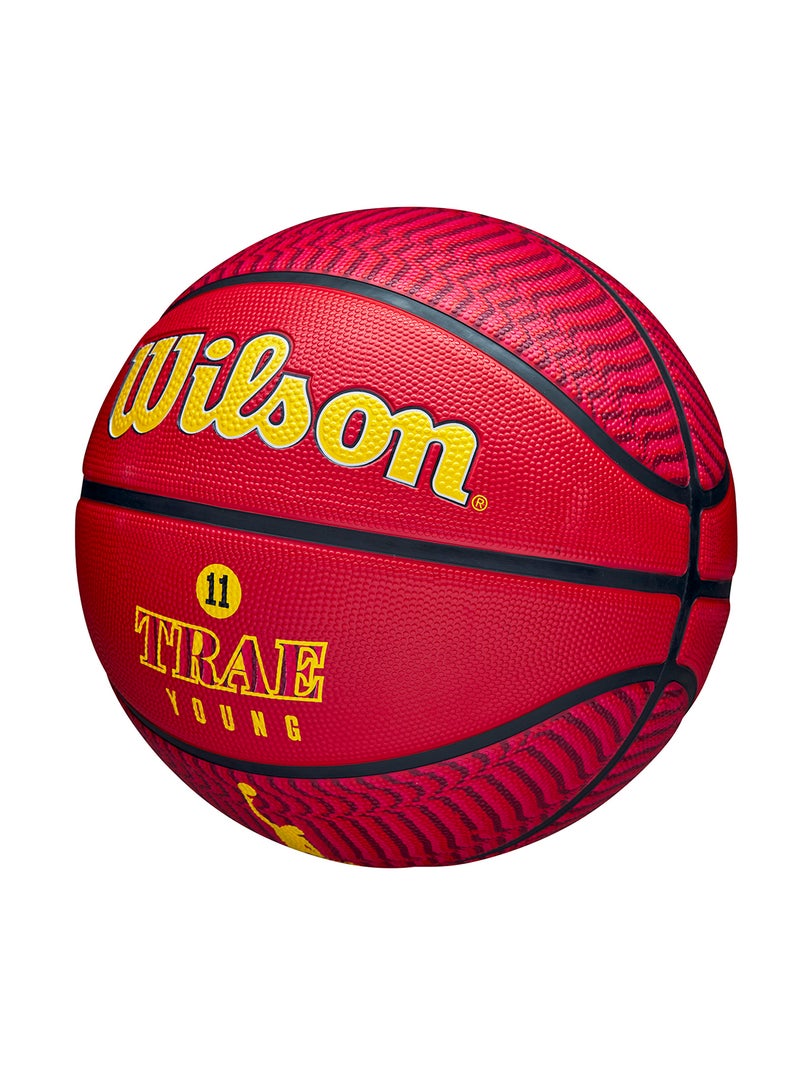 Wilson NBA Player Icon Outdoor Basketball - Trae - Size 7 for +12 years old and Adults - Red - Image 3