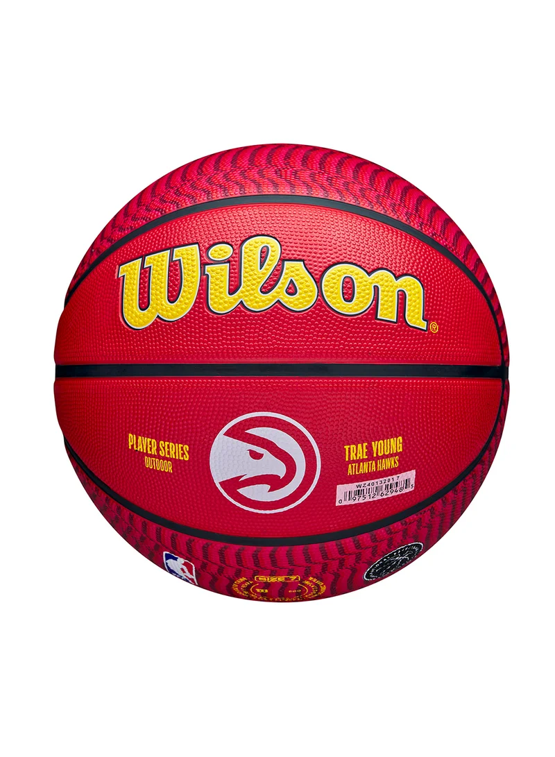 Wilson NBA Player Icon Outdoor Basketball - Trae - Size 7 for +12 years old and Adults - Red