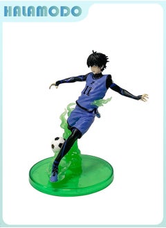 Blue Lock Awesome Isagi Yoichi in Soccer Sports Uniform Figure, Fashionable Anime Handmade Model, Ornament and Present 14.5 cm