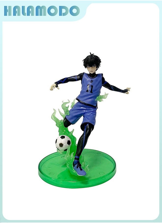 HALAMODO - Blue Lock Awesome Isagi Yoichi in Soccer Sports Uniform Figure, Fashionable Anime Handmade Model, Ornament and Present 14.5 cm - Image 1