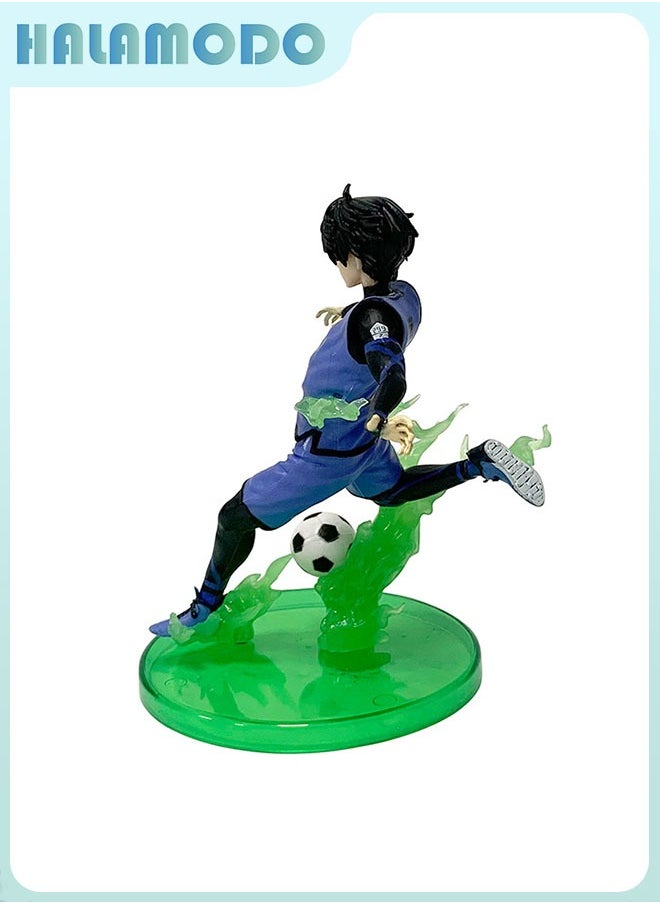 HALAMODO - Blue Lock Awesome Isagi Yoichi in Soccer Sports Uniform Figure, Fashionable Anime Handmade Model, Ornament and Present 14.5 cm - Image 1
