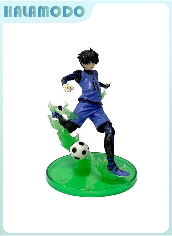 HALAMODO - Blue Lock Awesome Isagi Yoichi in Soccer Sports Uniform Figure, Fashionable Anime Handmade Model, Ornament and Present 14.5 cm - Image 1