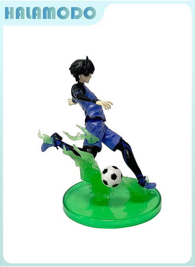 HALAMODO - Blue Lock Awesome Isagi Yoichi in Soccer Sports Uniform Figure, Fashionable Anime Handmade Model, Ornament and Present 14.5 cm - Image 1
