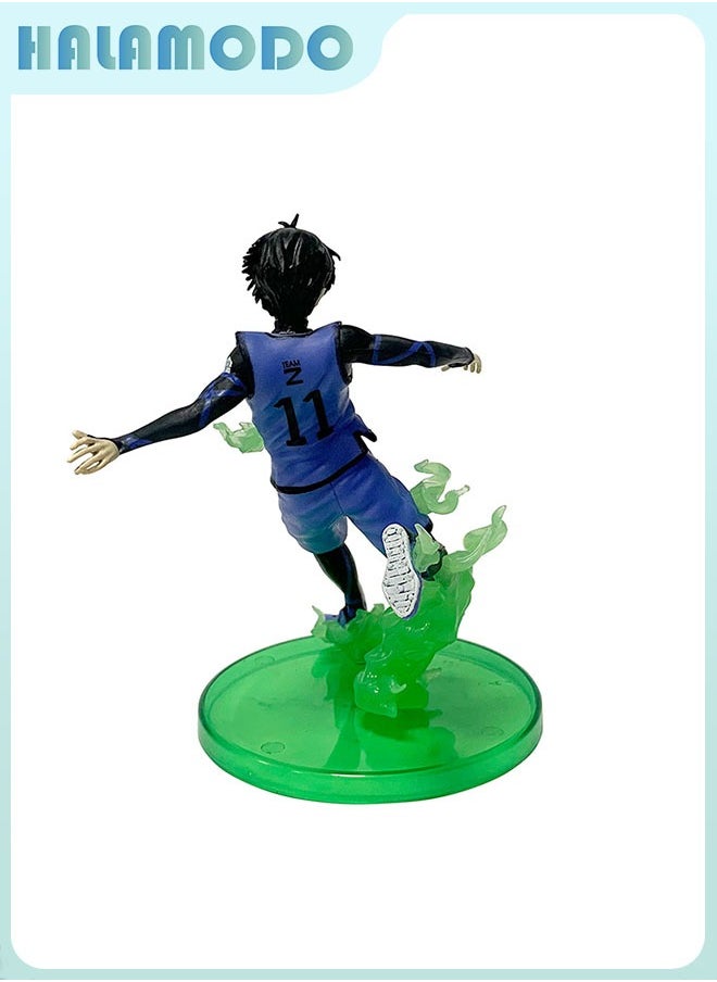 HALAMODO - Blue Lock Awesome Isagi Yoichi in Soccer Sports Uniform Figure, Fashionable Anime Handmade Model, Ornament and Present 14.5 cm - Image 1