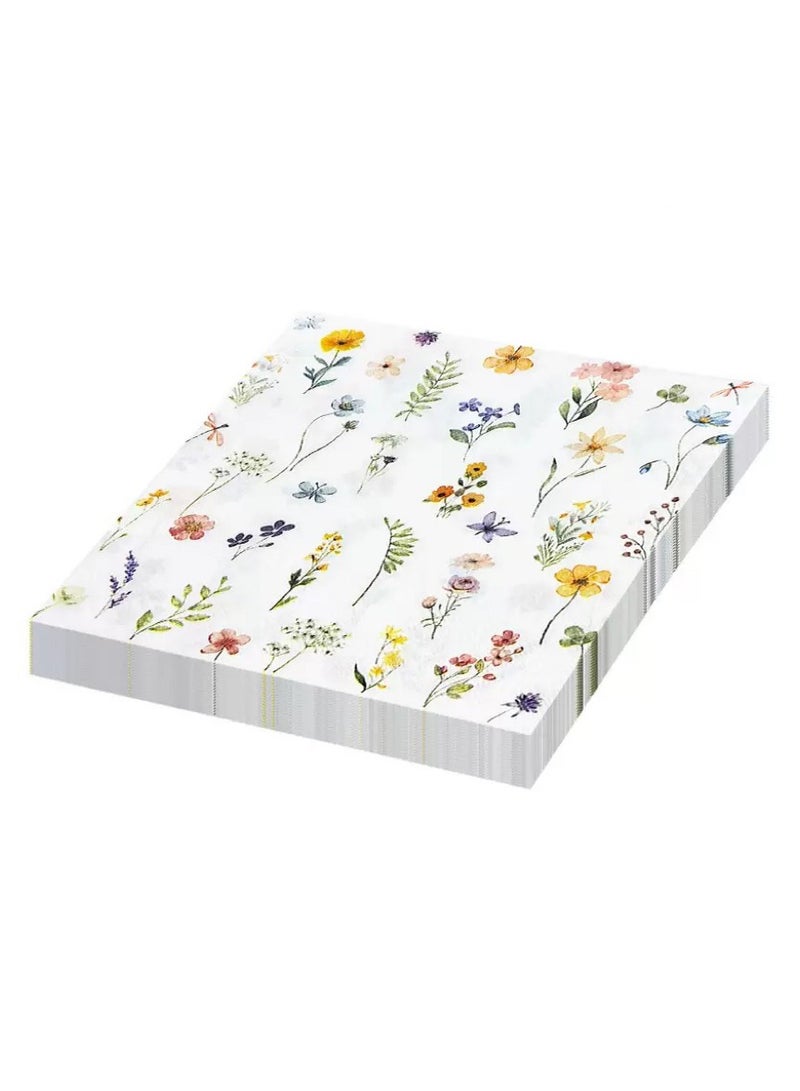 100 pieces fall floral napkins disposable vintage floral paper napkins for summer fall party supplies - Image 1