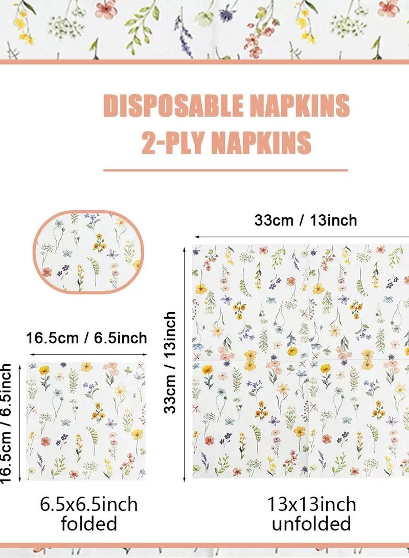 100 pieces fall floral napkins disposable vintage floral paper napkins for summer fall party supplies - Image 5