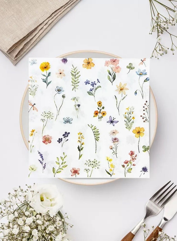 100 pieces fall floral napkins disposable vintage floral paper napkins for summer fall party supplies - Image 4