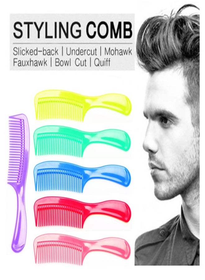 LUXXII - (6 Pack) 8" Colorful Styling Essentials Round Handle Comb Designed for All Hair Types - Image 4
