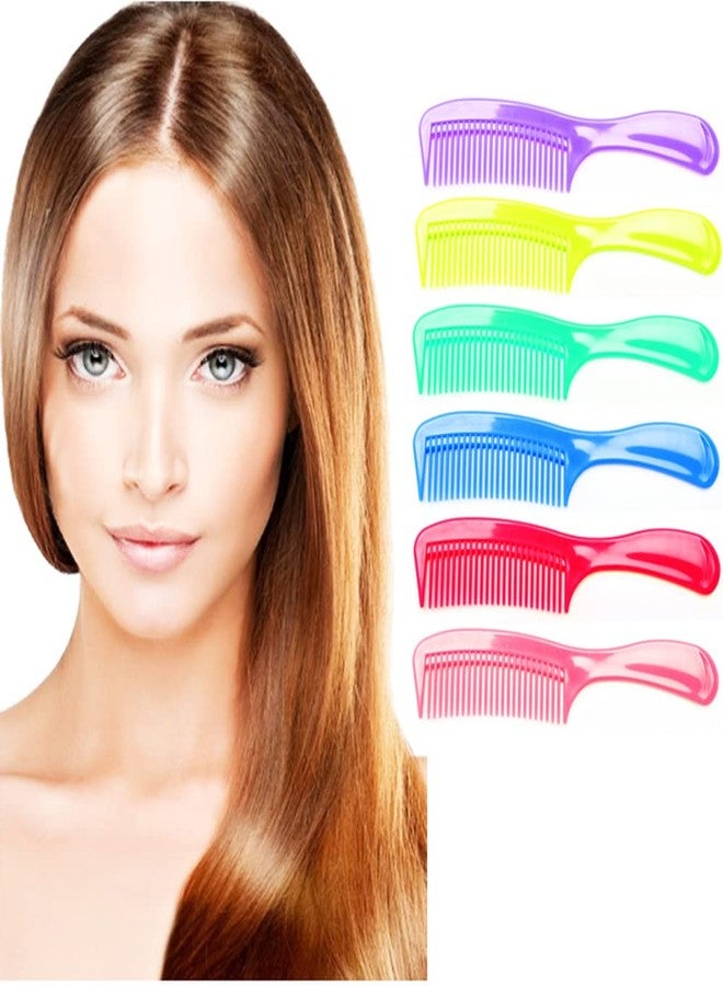 LUXXII - (6 Pack) 8" Colorful Styling Essentials Round Handle Comb Designed for All Hair Types - Image 3