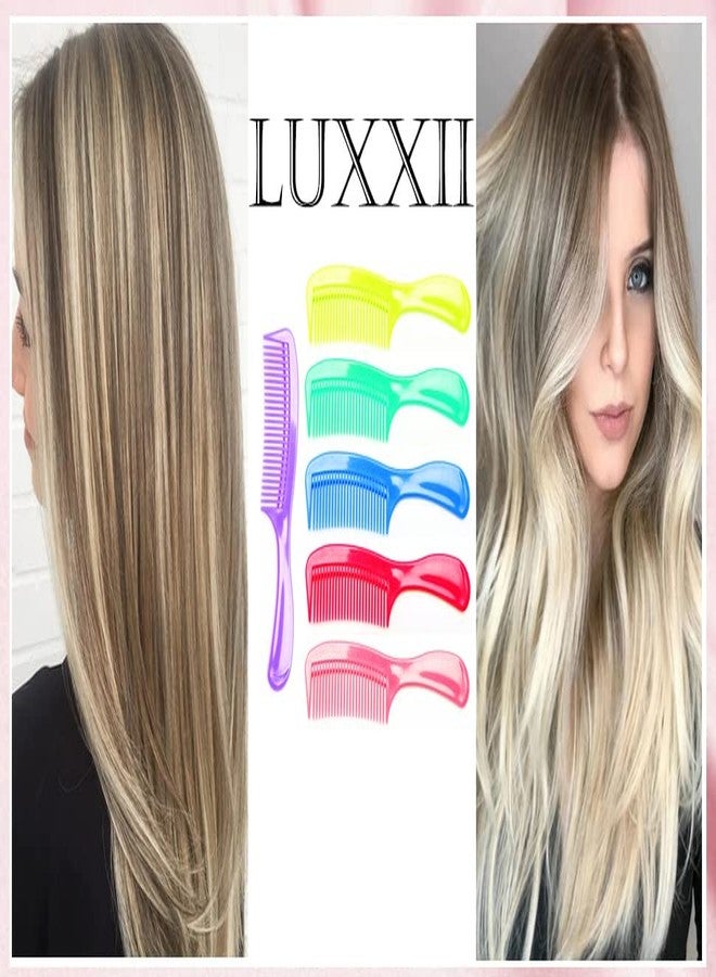 LUXXII - (6 Pack) 8" Colorful Styling Essentials Round Handle Comb Designed for All Hair Types - Image 5