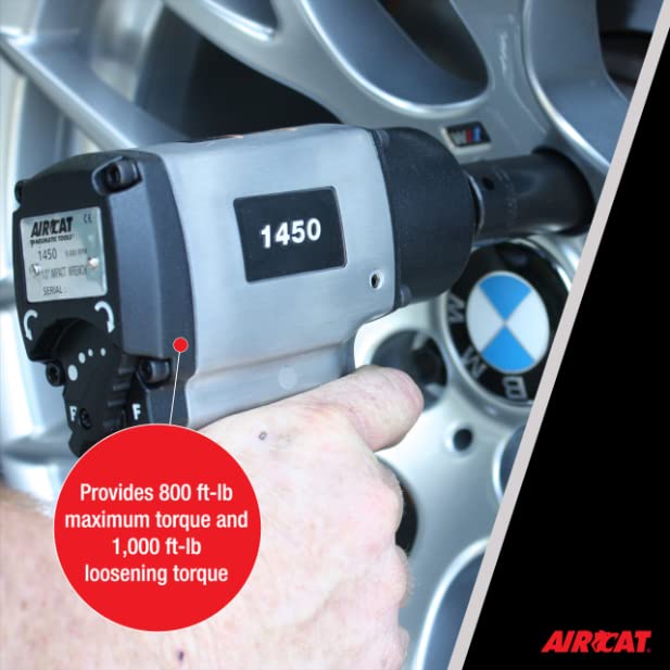 AIRCAT Pneumatic Tools 1450: 1/2-Inch Impact Wrench 1,000 ft-lbs of Torque - Standard Anvil - Image 4