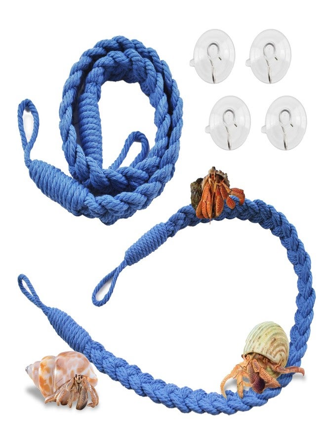 MUYG 2PCS Hermit Crab Climbing Toys,Hermit Crab Rope Ladder Decor Reptile Hanging Vines Toys Hermit Crab Supplies Reptiles Habitat Tank Terrarium Accessories for Lizard Leopard Gecko Tree Frog(Blue) - Image 1