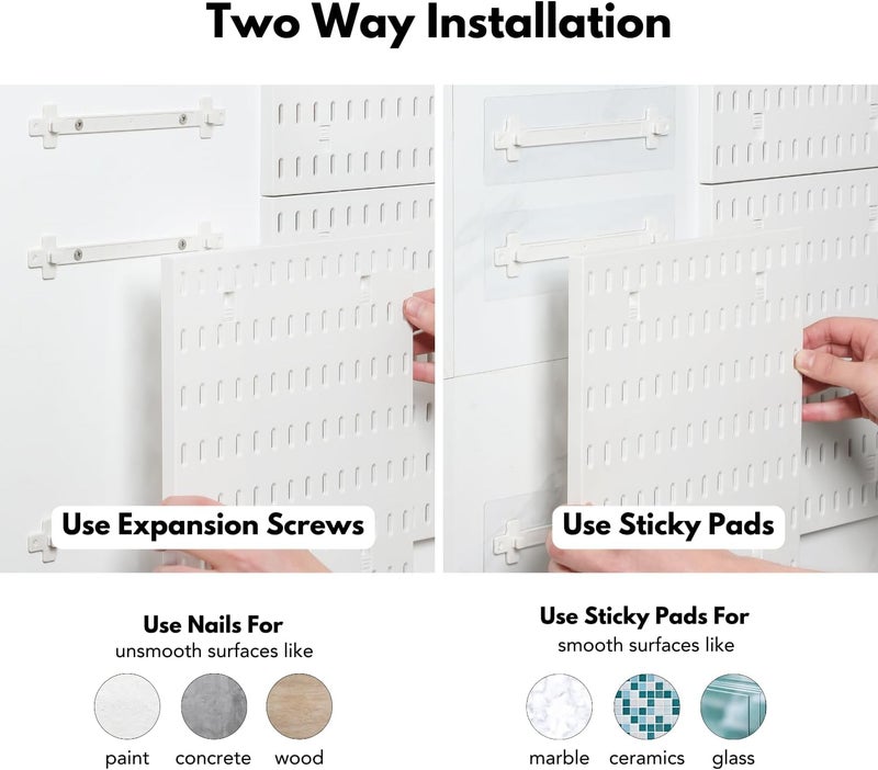 KEEPO Pegboard Combination Kit, Pegboards and Accessories Modular Hanging for Wall Organizer, Crafts Organization, Ornaments Display, Nursery Storage, Peg Board (White, 22″×11″) - Image 4