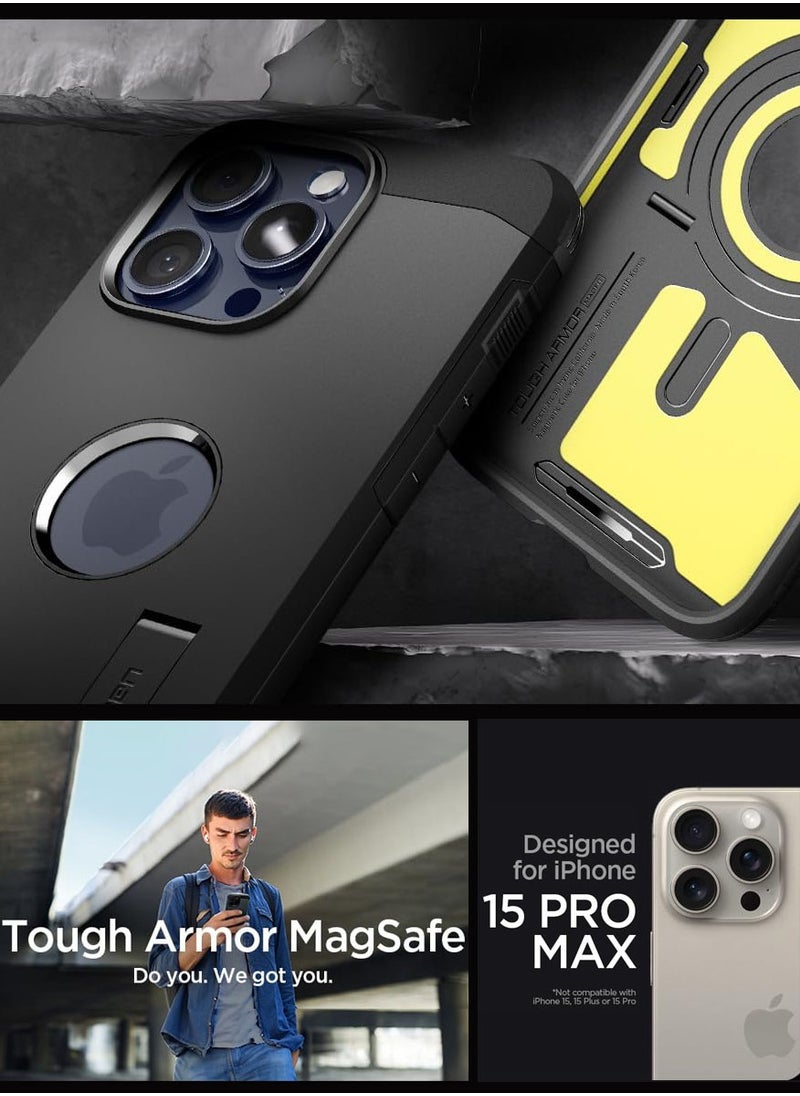 Spigen Tough Armor MagFit for iPhone 15 Pro Max Case Cover with MagSafe - Black  - Image 2