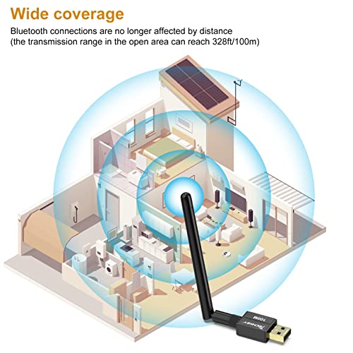 TECHKEY Long Range USB Bluetooth 5.3 Adapter for Desktop PC - 328FT Wireless Transfer for Mouse, Keyboard, Headphones - Win11/10/8.1 Support - Image 5