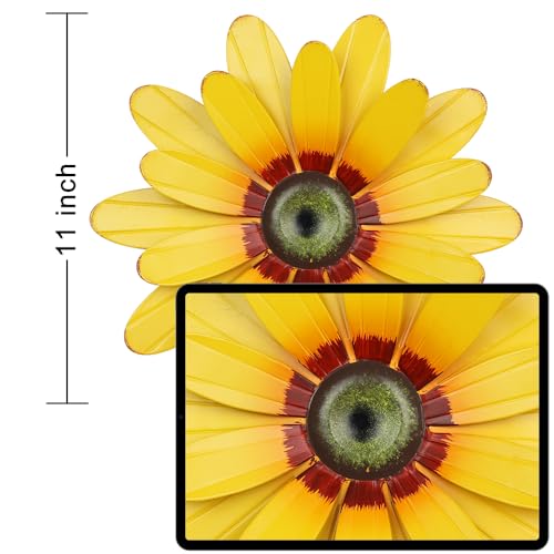 YEAHOME Sunflower Garden Decor, 11'' Metal Flower Wall Decor, Yard Hanging Wall Art Decorations for Kitchen, Bathroom, Living Room, Spring Boho Art for Indoor Outdoor - Image 2