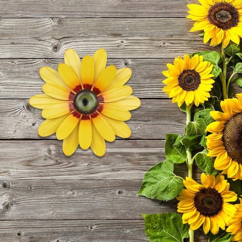 YEAHOME Sunflower Garden Decor, 11'' Metal Flower Wall Decor, Yard Hanging Wall Art Decorations for Kitchen, Bathroom, Living Room, Spring Boho Art for Indoor Outdoor - Image 3