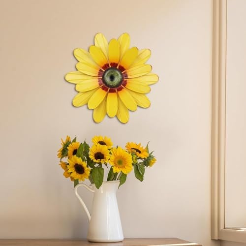 YEAHOME Sunflower Garden Decor, 11'' Metal Flower Wall Decor, Yard Hanging Wall Art Decorations for Kitchen, Bathroom, Living Room, Spring Boho Art for Indoor Outdoor - Image 4