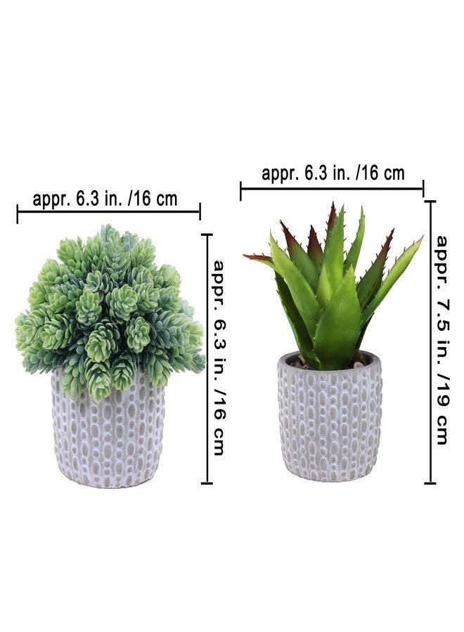 EXQUISS 3 Pcs Assorted Small Potted Fake Succulents Plants Artificial Aloe Hops in Gray Concrete Ceramic Pots Polka Dots Planters for Home Kitchen Party Gift Greenery Windowsill Tabletop Decor - Image 2