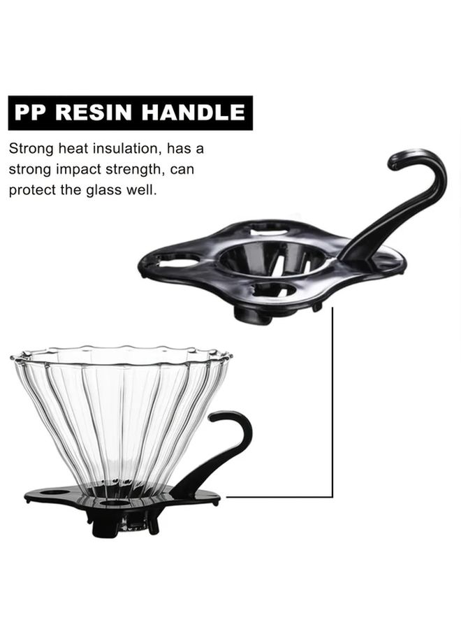 Glass Reusable Cone Coffee Dripper with Handle 3.94x3.35 Inch Pour Over - Image 2