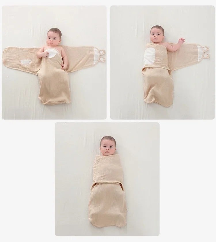 Y&D Newborn Swaddle Set: Cotton Soft Baby Swaddle with Headband, Organic Spandex Knit, Adjustable Wrap, Skin-Friendly, Simple Stripes, Perfect for Swaddlers, Soft Blanket - Image 4