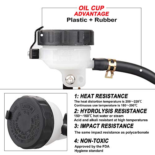 LKV Motorcycle Brake Clutch Pump Lever with Hydraulic Master Cylinder Reservoir Set 7/8" 22mm Piston Universal CNC Compatible with Honda Yamaha Kawasaki Suzuki from 250CC to 500CC - Image 4