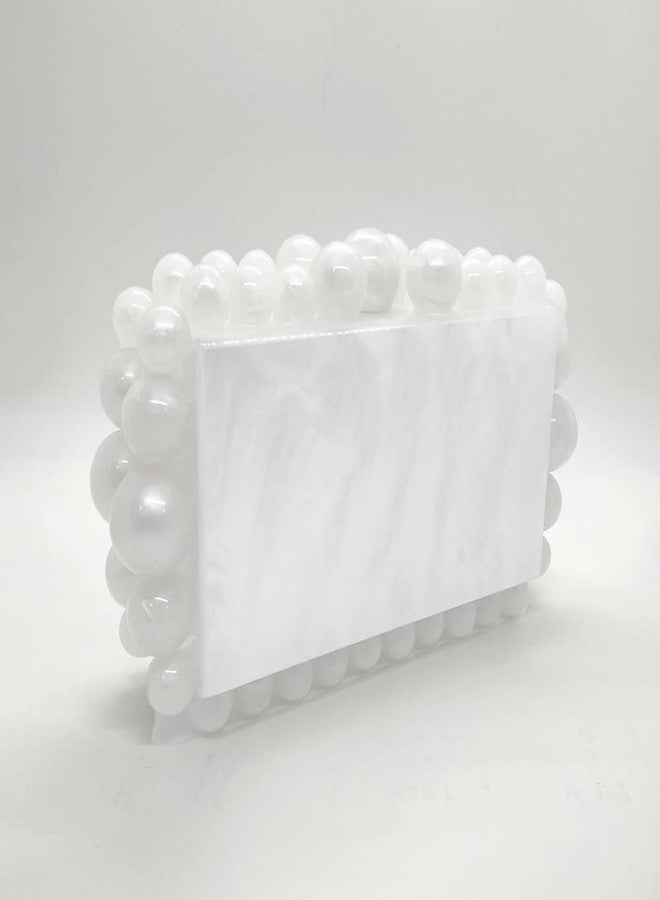 CUXVA Acrylic Beaded Clutch for Women Marble Evening Handbag Bridal Purse Crossbody Bag with Chain for Wedding Party Prom - Image 3