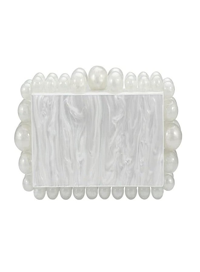 CUXVA Acrylic Beaded Clutch for Women Marble Evening Handbag Bridal Purse Crossbody Bag with Chain for Wedding Party Prom - Image 1