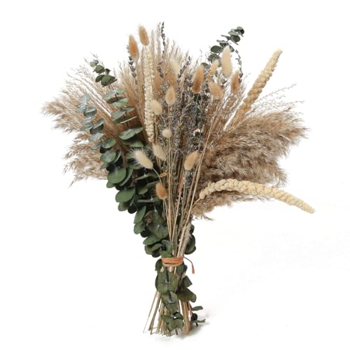 Musunny Dried Flowers Bouquet, 17" Dried Pampas Grass Decor Inc Lavender Eucalyptus DIY Floral Arrangements for Home Office Decoration,Wedding centerpieces - Image 1