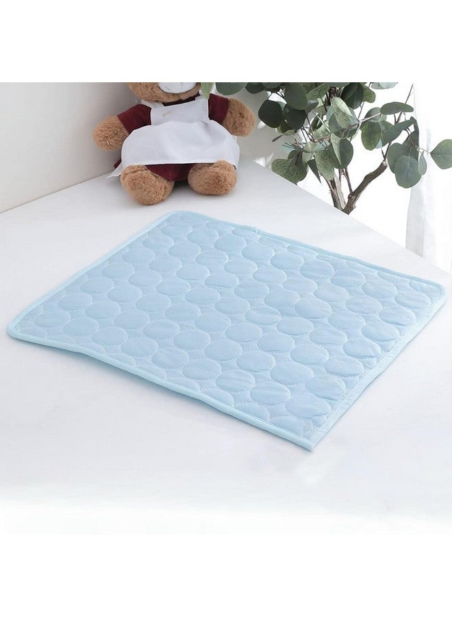 Rectangular Dog & Cat Bed|Premium Cool Ice Silk With Polyester With Bottom Mesh|Multi-Utility Self-Cooling Pad For Dog & Cat|Light-Weight & Durable Dog Bed|Zqcj001Lb-S|Light Blue