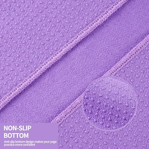 MICROFI Microfiber Hot Yoga Towel Mat, 24 x 72 inches, with Non-Slip Silicone Grip, Secure Fit Elastic Straps (Purple) - Image 3