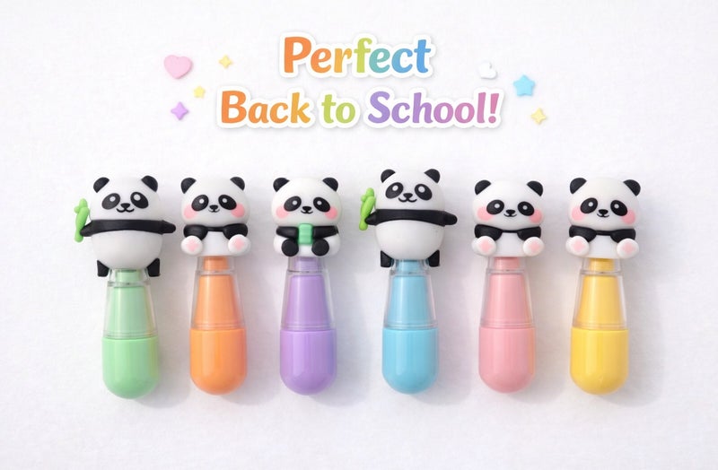 جست كواليتي هايلايتر باندا كيوت 6 ألوان باستيل – أقلام تظليل مدرسية ملونة – قرطاسية بنات للمدرسة والجامعة – هدية رجوع للمدرسة - Image 3