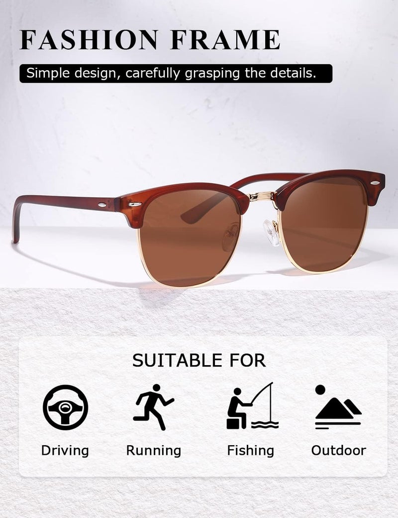 AEVOGUE Polarized Sunglasses For Women And Men Semi Rimless Frame Retro Sun Glasses AE0369 - Image 3