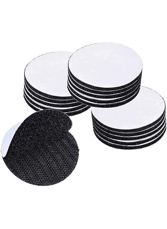Elvana - Elvana Double Sided Hook Loop Dots Adhesive Sticky Back Coins Self Adhesive Fastener Interlocking Tape for Couch Cushions Carpet Stair Treads Carpet DIY Craft Round 2 inch Black Set of 10 10 - Image 1
