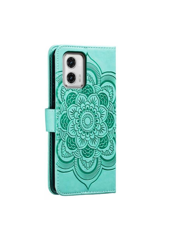 S-TOP Case For Motorola Moto G73 Sun Mandala Embossing Pattern Phone Leather Case - Image 3