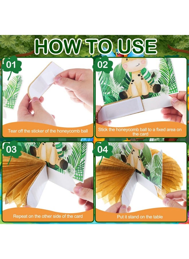 Leinuosen 9 Pcs Baby Jungle Animals Honeycomb Centerpieces Safari Baby Shower Decorations Jungle Safari Sage Green Themed Birthday Party Supplies For Boys Kids Baby Shower Nursery Party Decor  - Image 4