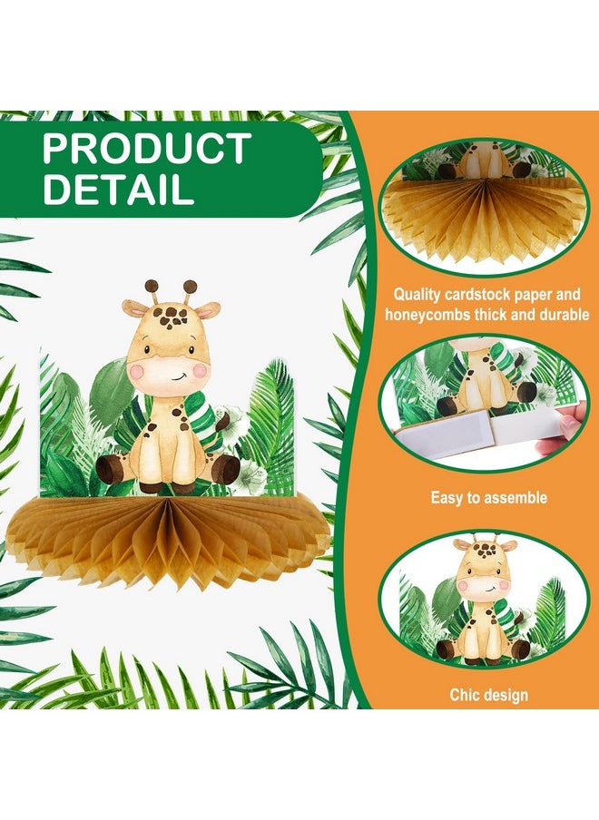 Leinuosen 9 Pcs Baby Jungle Animals Honeycomb Centerpieces Safari Baby Shower Decorations Jungle Safari Sage Green Themed Birthday Party Supplies For Boys Kids Baby Shower Nursery Party Decor  - Image 2