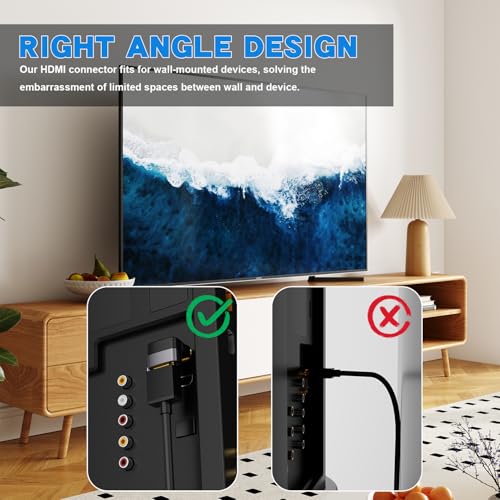 PANPEO 8K@60Hz Right Angle HDMI Adapter, 90 Degree and 270 Degree HDMI Adapter (2 Pack) - Image 2