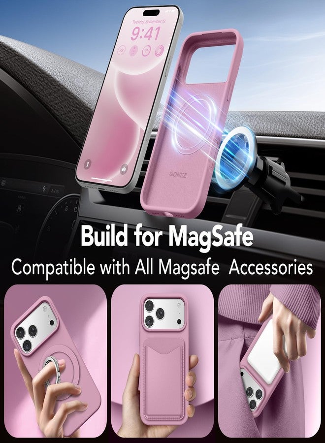 غونيز جراب GONEZ المغناطيسي لهاتف iPhone 17 Pro، متوافق مع MagSafe، [واقي شاشة + واقي عدسة الكاميرا]، جراب حماية من السيليكون السائل مقاوم للخدوش والصدمات، مقاس 6.3 بوصة، لون أسود كشمش - Image 4