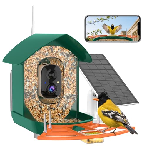 Gyozol Bird Feeder with Camera,WiFi Smart Bird House with Cam Solar Powered for Outdoor,AI Identify,App Notification,Night Vision,2K Live View,Auto Record Video,Birdwatching Gifts for Family,Birds Lover - Image 1