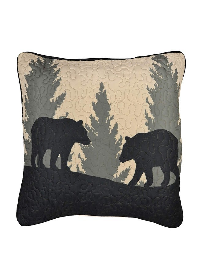 Donna Sharp Pillow Sham - Bear Walk Plaid Lodge Decorative Pillow Cover with Bear Pattern - Standard Size - Image 2