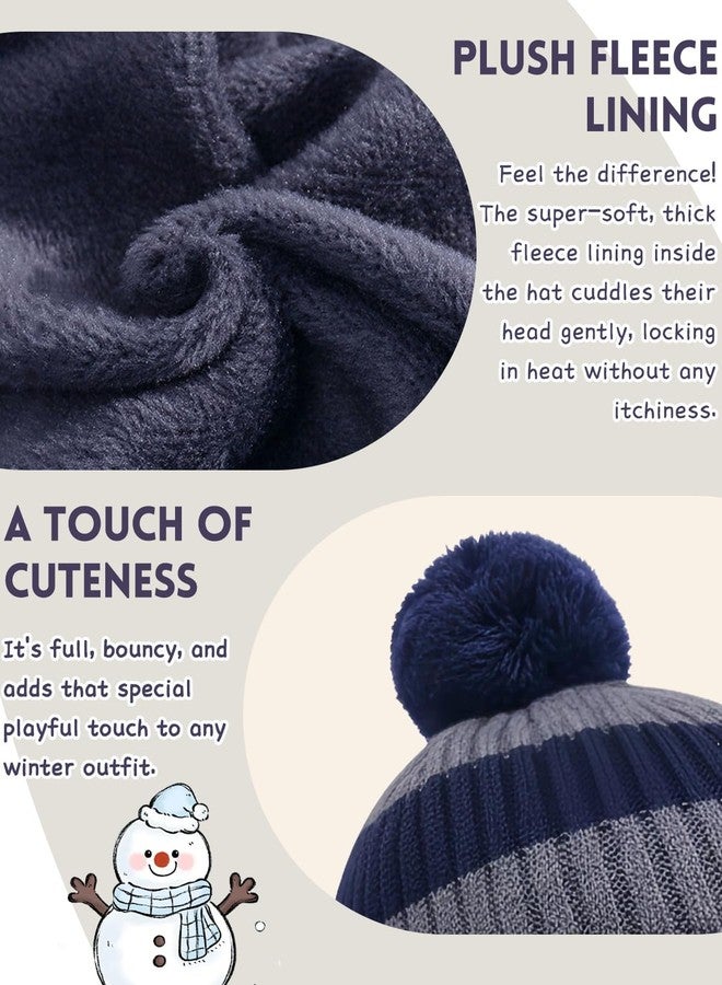 KMOLY Kids Winter Beanie Hat Scarf Gloves Set 3Pcs, 3-12Y Fleece Lined Knit Hat With Earmuffs Pom Touchscreen Gloves For Boys Girls(Black, One size) - Image 3