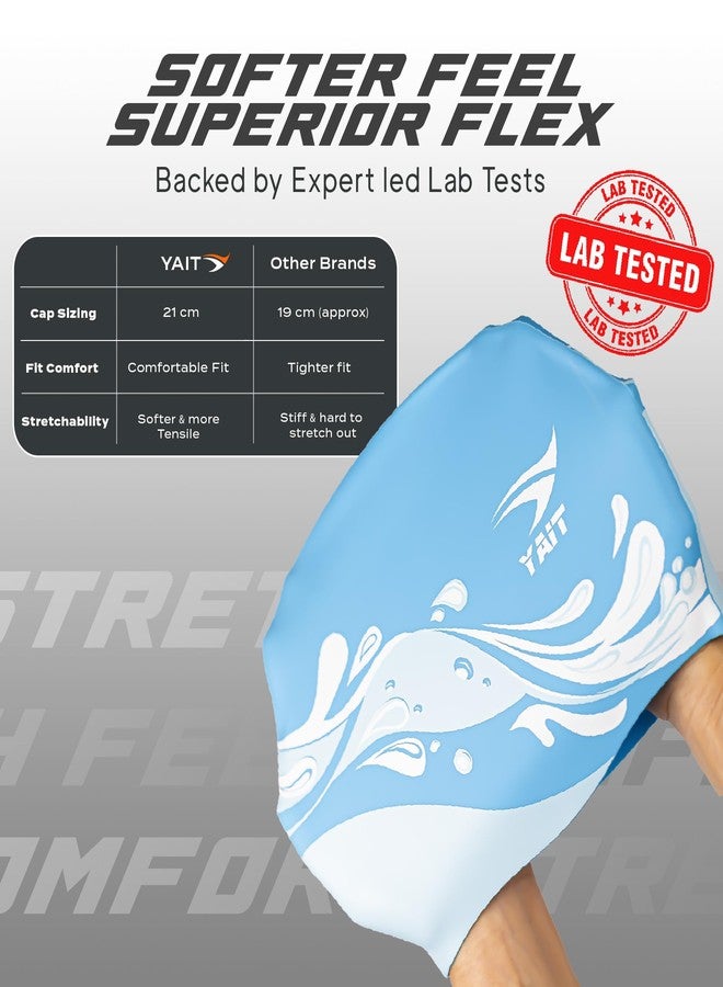 YAIT Silicone Swimming Cap for Men, Women, Kids, Unisex | Lab Tested by Experts | Ultra Soft and Stretchable | Latex-Safe, Quick-Dry, Tear-Resistant, Anti-Slip Fit | Blue Waves Stylish Design - Image 4